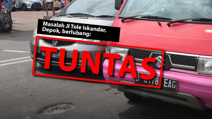 Masalah Jl Tole Iskandar, Depok, berlubang, kini sudah tuntas. 25 Mei 2022. (Mindra Purnomo/repro Tim Infografis detikcom)