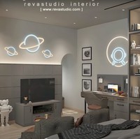 Berbeda dengan kamar Rayyanza, desain kamar tidur Rafathar didominasi dengan warna abu-abu dengan bertema antariksa. Kamar tersebut juga tampak lengkap dengan meja belajar serta sofa untuk menonton televisi. Foto: YouTube/Rans Entertainment