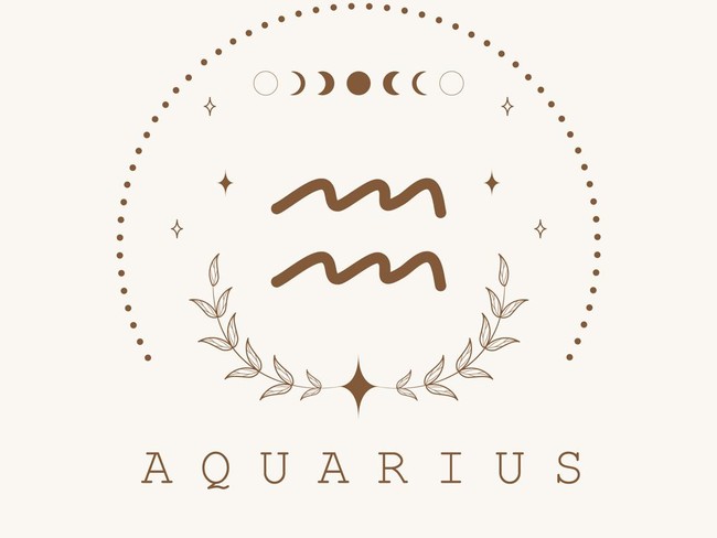 Aquarius. Zodiac sign in boho style. Astrological icon isolated on white background. Mystery and esoteric. Horoscope logo vector illustration. Spiritual tarot card.