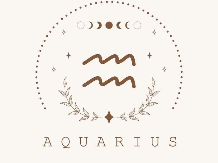 Aquarius. Zodiac sign in boho style. Astrological icon isolated on white background. Mystery and esoteric. Horoscope logo vector illustration. Spiritual tarot card.