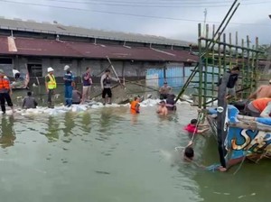 Tanggul Jebol Penyebab Rob Parah di Tanjung Emas Semarang Mulai Ditambal