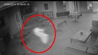 Bayangan misterius yang terbang dan melayang ini, berhasil tertangkap kamera CCTV di sebuah restoran dan kafe yang tengah tutup.  Foto: Pool/Site News