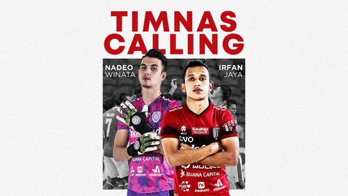 Dua pemain Bali United, Nadeo Arga Winata dan Irfan Jaya