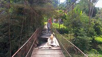 Kondisi jembatan reyot sebelum perbaikan. Jembatan ini menjadi salah satu akses utama warga di Toraja.(Foto: Rachmat Ariadi/detikSulsel)