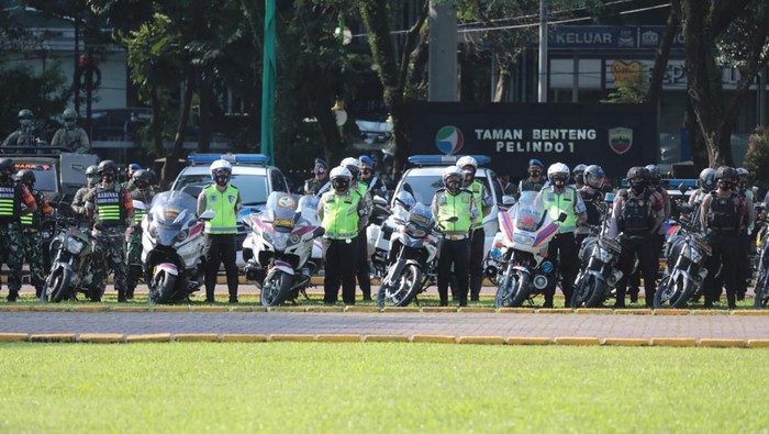 Patroli pengamanan saat Peringatan Kenaikan Yesus Kristus.