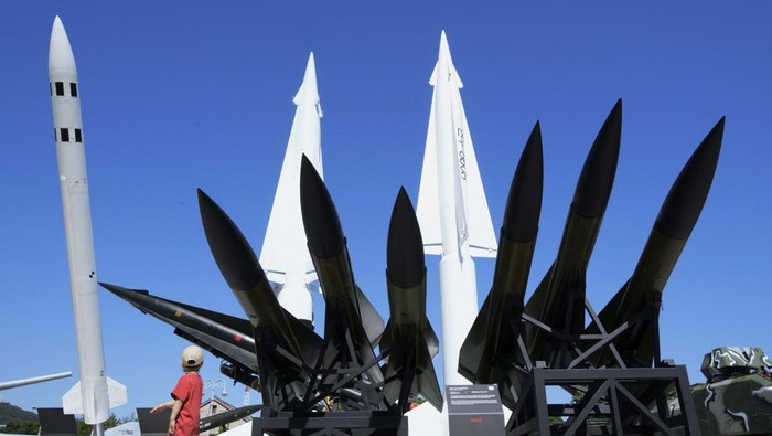 South Korean and U.S. missiles are displayed at Korea War Memorial Museum in Seoul, South Korea, Thursday, May 26, 2022. North Korea test-launched a suspected intercontinental ballistic missile and two shorter-range weapons toward its eastern waters Wednesday, South Korea said, hours after President Joe Biden ended a trip to Asia where he reaffirmed the U.S. commitment to defend its allies in the face of the North's nuclear threat. (AP Photo/Ahn Young-joon)