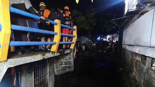 TKP hanyutnya pria berusia 55 tahun di Dam PU Tukad Yeh Aya 9 Denpasar.