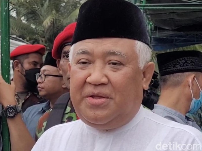 Din Syamsuddin saat mengikuti pemakaman Buya Syafii Maarif, Kulon Progo, Jumat (27/5/2022).