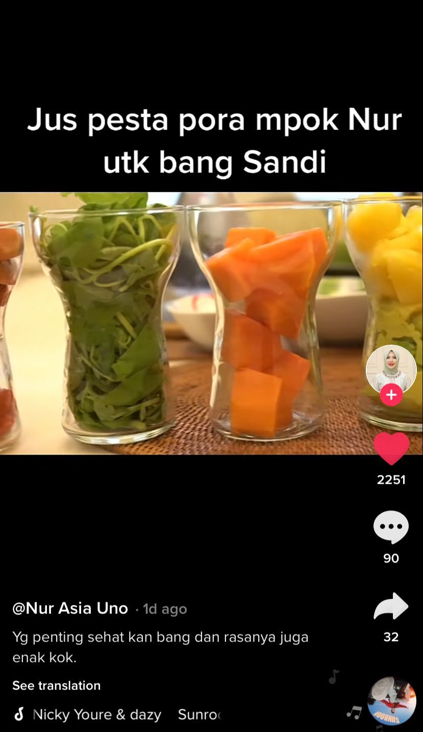 Nur Asia Bikin Jus 'Pesta Pora' untuk Sandiaga Uno, Ini Racikannya