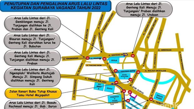 Pengalihan arus lalu lintas Surabaya Vaganza