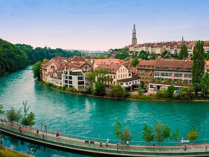 Switzerland, Bern, Aare River, Landscape. (Photo by Giovanni Mereghetti/Education Images/Universal Images Group via Getty Images)