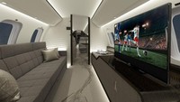 Interior Bombardier Global 8000. Bombardier Global 8000 memiliki kapasitas hingga 19 penumpang, dengan jangkauan 14.800 km dan kecepatan tertinggi Mach 0,94. Pesawat diharapkan mulai beroperasi pada tahun 2025.