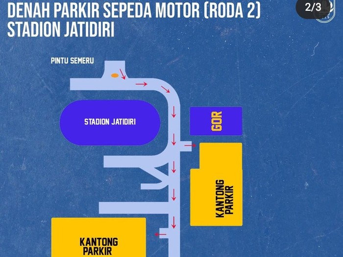 Denah parkir sepeda motor di Stadion Jatidiri Semarang yang diunggah di akun instagram @psisofficial.