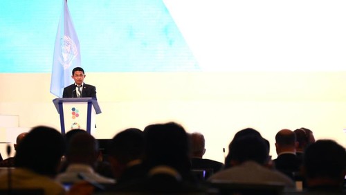 Kepala BNPB Letjen TNI Suharyanto menyampaikan tujuh rekomendasi Agenda Bali dalam penutupan GPDRR ke-7 di Bali Nusa Dua Convention Centre, pada Jumat (27/5/2022).