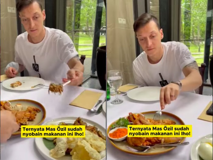 Mesut Oezil cicip pisang goreng dan gado-gado