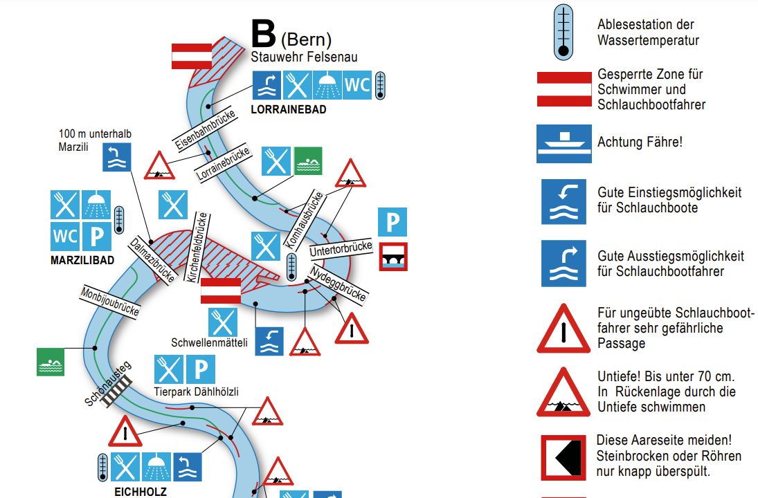 Peta Sungai Aare di Kota Bern Swiss tempat putra Ridwan Kamil menghilang yaitu Emmeril Khan Mumtadz (Eril)