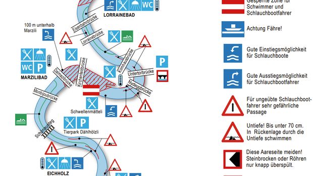Peta Sungai Aare di Kota Bern Swiss tempat putra Ridwan Kamil menghilang yaitu Emmeril Khan Mumtadz (Eril)