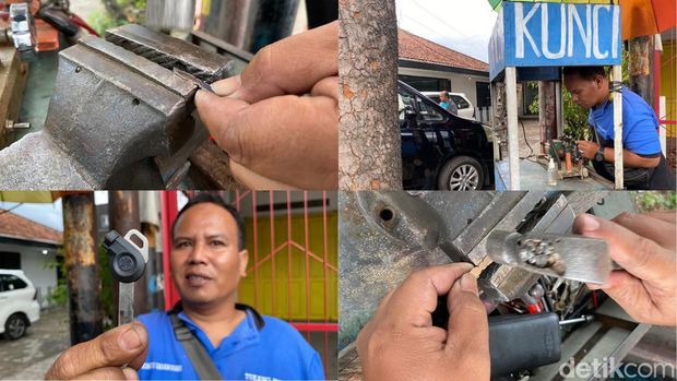 Aktivitas Nandang menduplikat kunci.