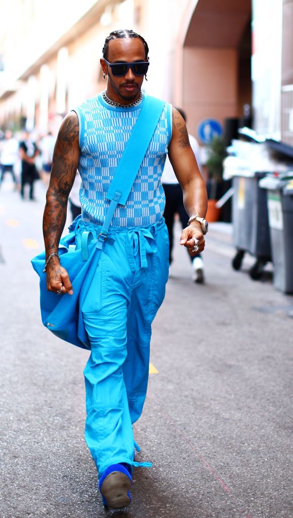 MONTE-CARLO, MONACO - MAY 28: Lewis Hamilton of Great Britain and Mercedes arrives at the circuit prior to final practice ahead of the F1 Grand Prix of Monaco at Circuit de Monaco on May 28, 2022 in Monte-Carlo, Monaco. (Photo by Eric Alonso/Getty Images)