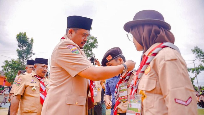 Bobby saat menghadiria acara pembukaan jambore di Taman Cadika.