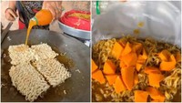 Banyak kreasi mie instan aneh di India. Selain ditambahkan es krim dan jeruk, muncul lagi mie instan dimasak pakai sirup dan irisan buah mangga. Foto: Pool/Site News