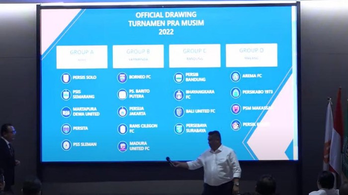 Hasil drawing fase grup Piala Presiden 2022.