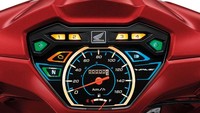New Wave 110i hadir dengan multi informasi display yang lebih berwarna atau disebut Enrich Meter. Pembaruan ini membuat Wave 110i terlihat modern, namun penunjuk informasinya masih analog. Informasinya terdiri dari speedometer, odometer, indikator bensin, high and low beam, engine check, dan indikator gigi. Foto: Honda Thailand