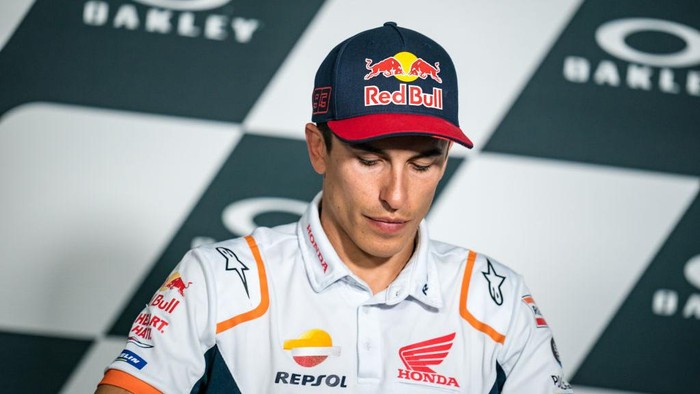 Marc Marquez SCARPERIA, ITALY - MAY 28: Marc Marquez of Spain and Repsol Honda Team speaks speaks about his injury and upcoming surgery during the qualifying practice of the MotoGP Gran Premio d’Italia Oakley at Mugello Circuit on May 28, 2022 in Scarperia, Italy. (Photo by Steve Wobser/Getty Images)