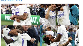 Akun resmi Real Madrid merayakan kemenangan mereka. Foto: Twitter