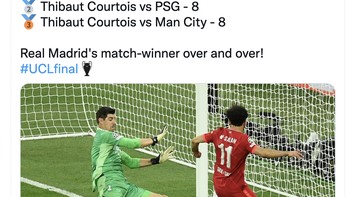 Courtois musim ini memang sangat perkasa di Liga Champions. Foto: Twitter