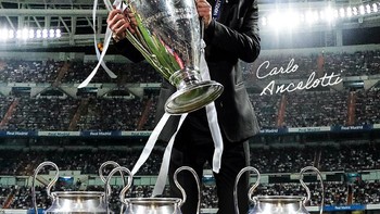 Sang pelatih Carlo Ancelotti, berarti sudah 4 kali menjuarai Liga Champions. Foto: Twitter
