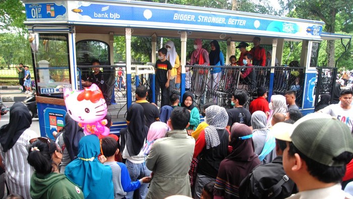 BUS WISATA UNCAL BOGOR KEMBALI BEROPERASI Pengemudi delman melewati bus wisata Uncal di jalan Juanda, Kota Bogor, Jawa Barat, Minggu (29/5/2022). Pemerintah Kota Bogor kembali mengoperasikan layanan bus wisata Uncal secara gratis kepada masyarakat luas setiap akhir pekan pasca melandainya pandemi COVID-19. ANTARA FOTO/Arif Firmansyah/nz