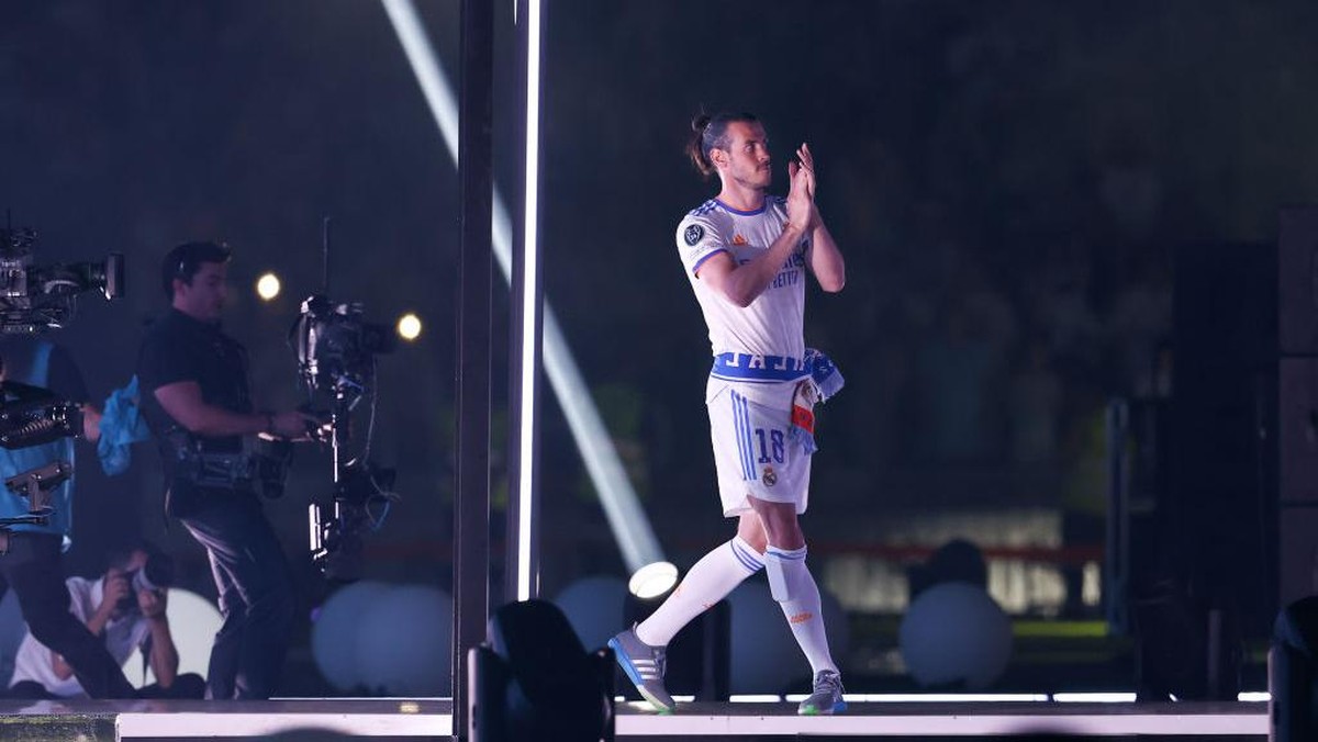 Parade juara Real Madrid sekaligus momen perpisahan Gareth Bale. Foto: Europa Press via Getty Images/Europa Press Sports