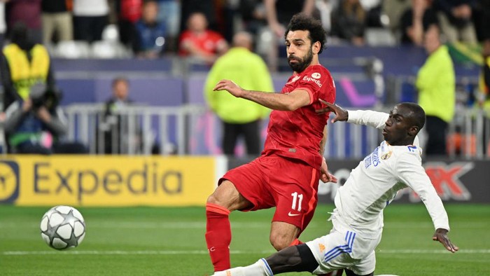 PARIS, FRANCE - MAY 28: Mohamed
Salah of Liverpool FC in action during UEFA Champions League final match between Liverpool FC and Real Madrid at Stade de France in Saint-Denis, north of Paris, France on May 28, 2022. (Photo by Mustafa Yalcin/Anadolu Agency via Getty Images)