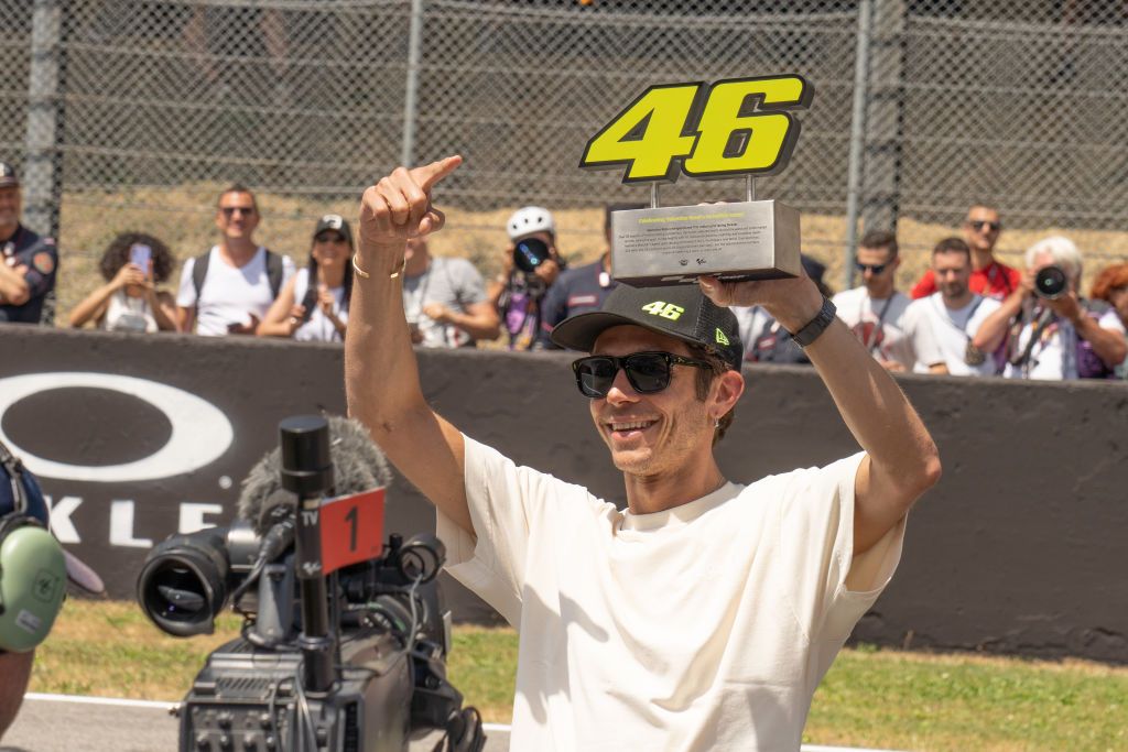 Valentino Rossi in ceremony dedicated to the withdrawal of number 46 of Valentino MotoGp of Italy - at Mugello Circuit on May 28, 2022 in Scarperia, Italy. (Photo by Fabio Averna/NurPhoto via Getty Images)