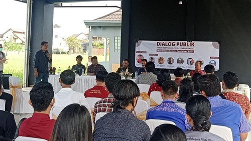 Suasana dalam acara Forum Komunikasi Peduli Pendidikan (FKPP) Bali bertempat di Rumah Kebangsaan dan Kebhinekaan Pasraman Satyam Eva Jayate, Minggu (29/5/2022).