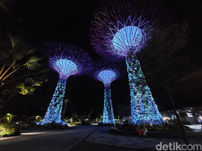 Gardens by the Bay pada malam hari
