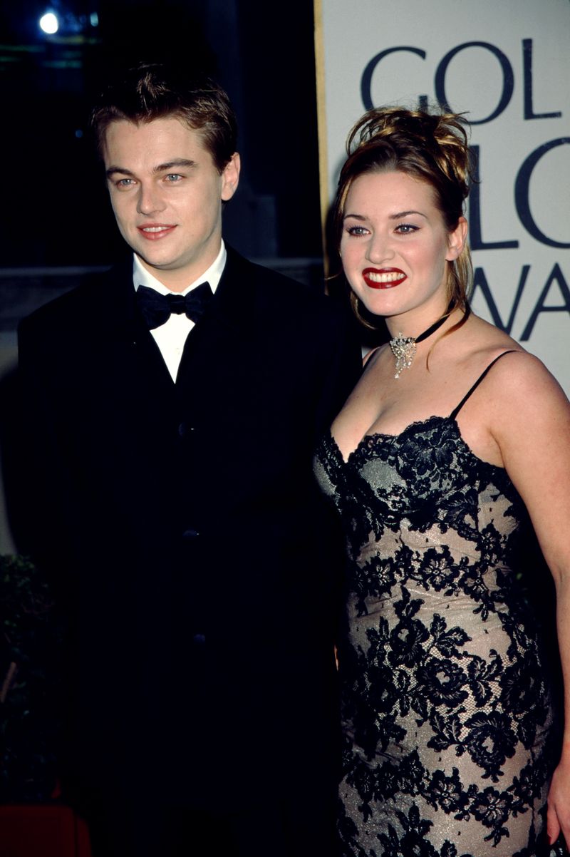 BEVERLY HILLS, CA - JANUARY 18: Actor Leonardo DiCaprio and actress Kate Winslet attend the 55th Annual Golden Globe Awards on January 18, 1998 at the Beverly Hilton Hotel in Beverly Hills, California.  (Photo by Ron Davis/Getty Images)