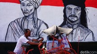 Proses pengerjaan mural bertemakan Pancasila berlangsung selama 14 hari.