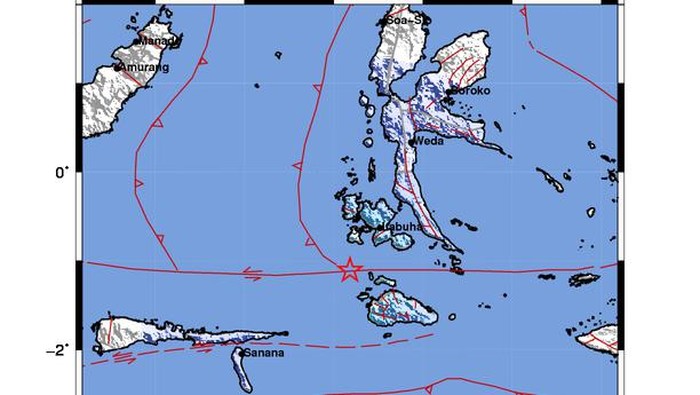 Gempa bumi M 5,0 di Halmahera Selatan, Maluku Utara. (dok. BMKG)