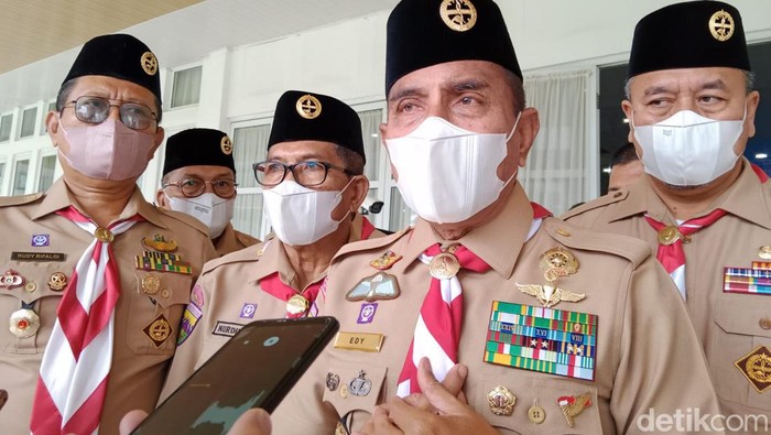 Gubernur Sumut Edy Rahmayadi usai membuka acara Rakerda Pramuka