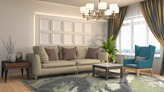 Interior of the living room. 3D illustration