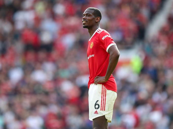 MANCHESTER, ENGLAND - APRIL 16: Paul Pogba of Manchester United during the Premier League match between Manchester United and Norwich City at Old Trafford on April 16, 2022 in Manchester, United Kingdom. (Photo by Robbie Jay Barratt - AMA/Getty Images)
