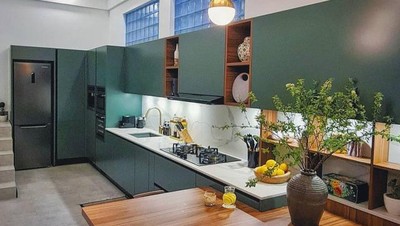 Potret Dapur Raisa yang Cantik Bernuansa Hijau