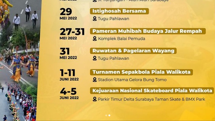Hari Jadi Kota Surabaya (HJKS) yang ke-727 diperingati pada 31 Mei 2022. Meski begitu, kemeriahan masih terus berlanjut.