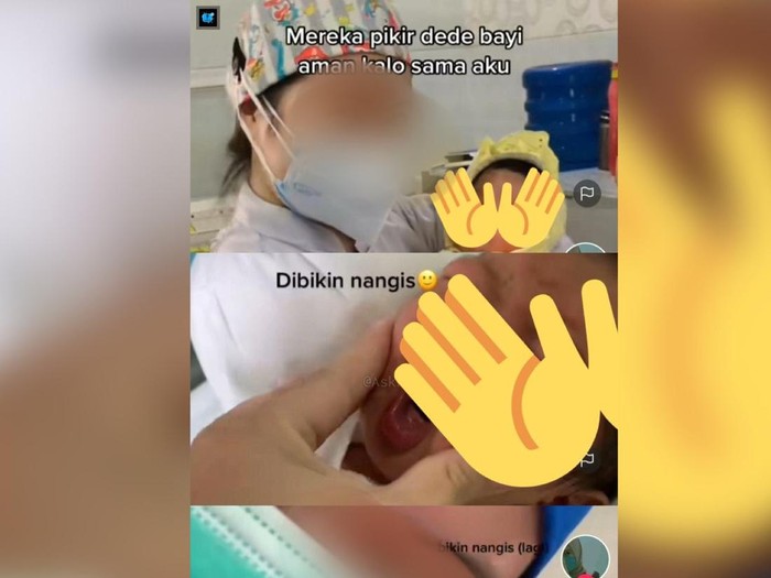 Viral nakes uyel-uyel bayi Viral tenaga kesehatan menempelkan masker ke bayi dan sengaja membuat anak bayi menangis.