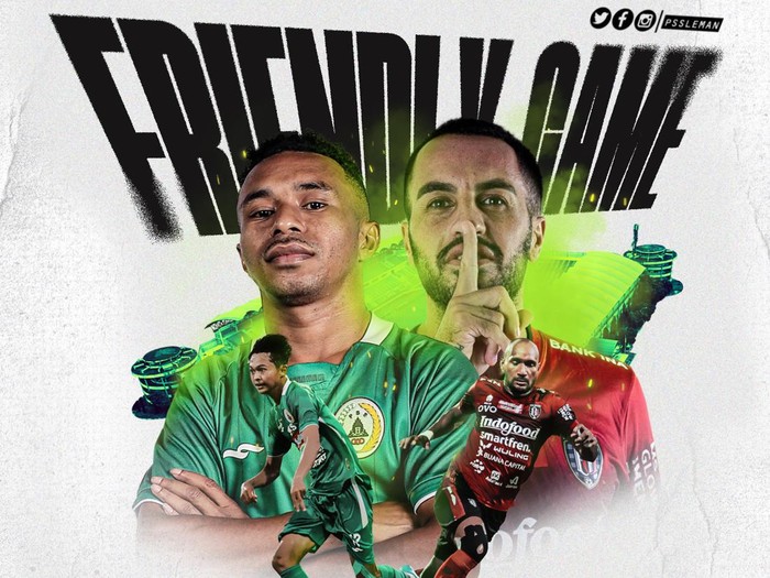 Laga persabahatan PSS Sleman vs Bali United, malam ini.