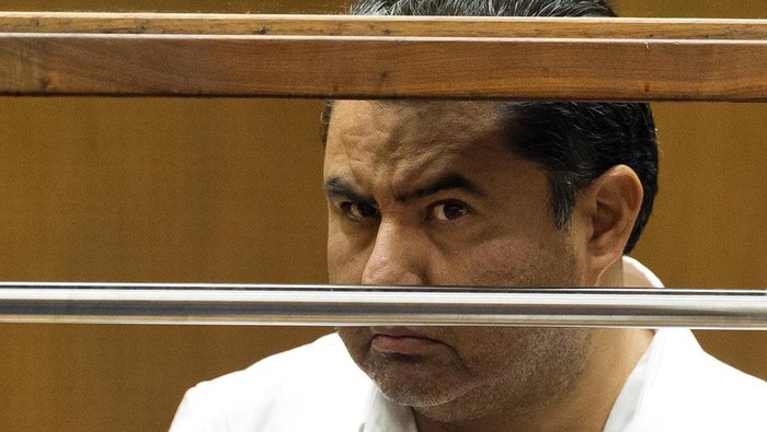 FILE - Naasón Joaquín García, the leader of the fundamentalist Guadalajara, Mexico-based church La Luz del Mundo, appears in Los Angeles County Superior Court on June 5, 2019. Naasón Joaquín García, the leader of the Mexican megachurch La Luz del Mundo, pleaded guilty Friday, June 3, 2022, to sexually abusing three girls, California state prosecutors said. (AP Photo/Damian Dovarganes, File)
