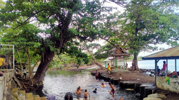 Di pinggir Pantai Hodo memang ada mata air tawar yang terus mengalir hingga membentuk seperti danau air tawar. Pada bagian barat, dijadikan sebagai tempat mandi untuk manusia. Airnya sangat jernih. (Faruk Nickyrawi/detikTravel) Di pinggir Pantai Hodo memang ada mata air tawar yang terus mengalir hingga membentuk seperti danau air tawar. Pada bagian barat, dijadikan sebagai tempat mandi untuk manusia. Airnya sangat jernih. (Faruk Nickyrawi/detikTravel)