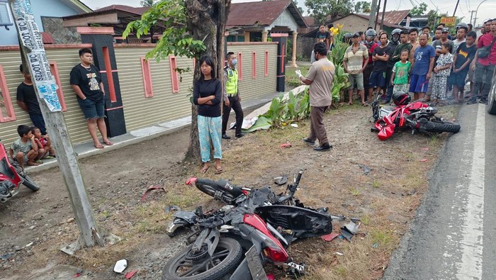 Suasana di lokasi kecelakaan dua sepda motor di Deli Serdan. Dok Polresta Deli Serdang
